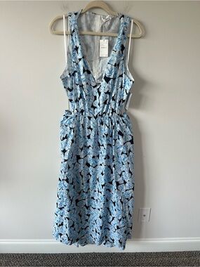 NWT StitchDrop Seaclusion Sleeveless V-Neck Open Back Midi Dress 100% Cotton